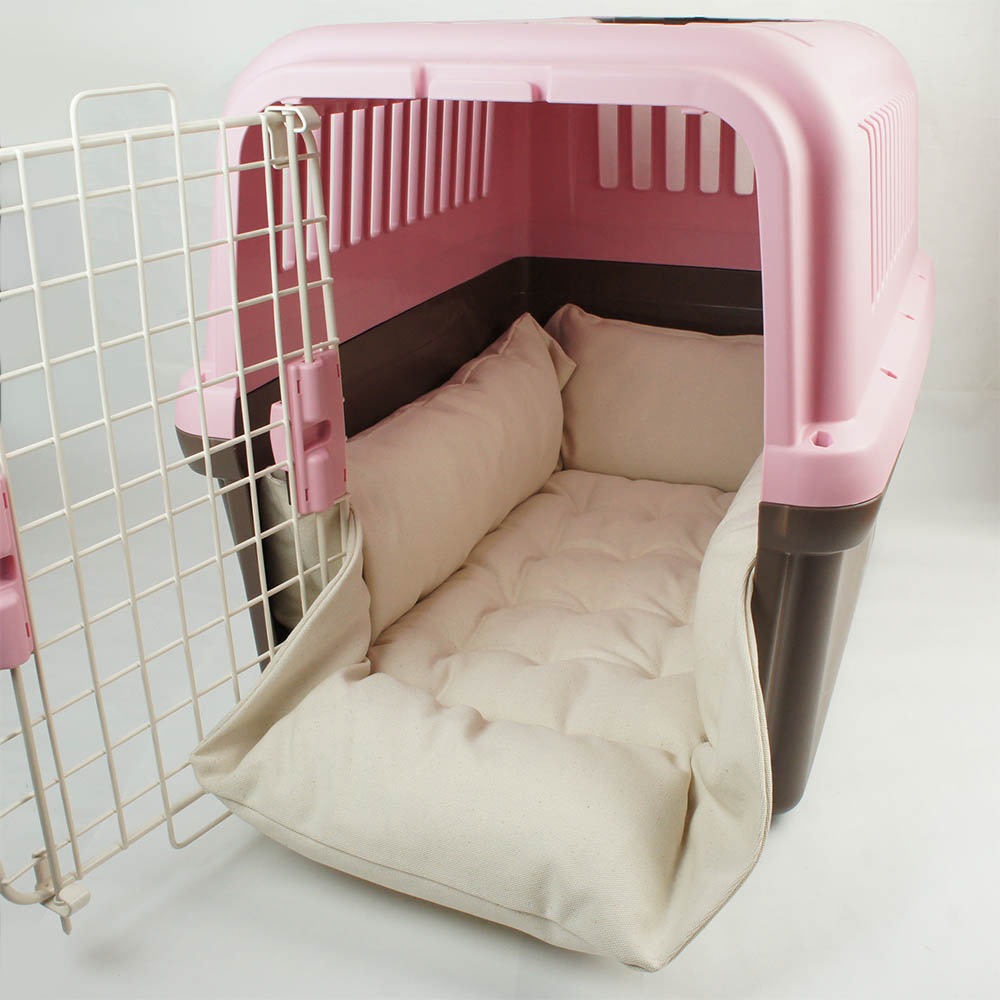 カミカミ大好きちゃん用 ８号帆布生地 キャリークッションベッド/クレートクッション 生成（両面帆布） Ｌサイズ