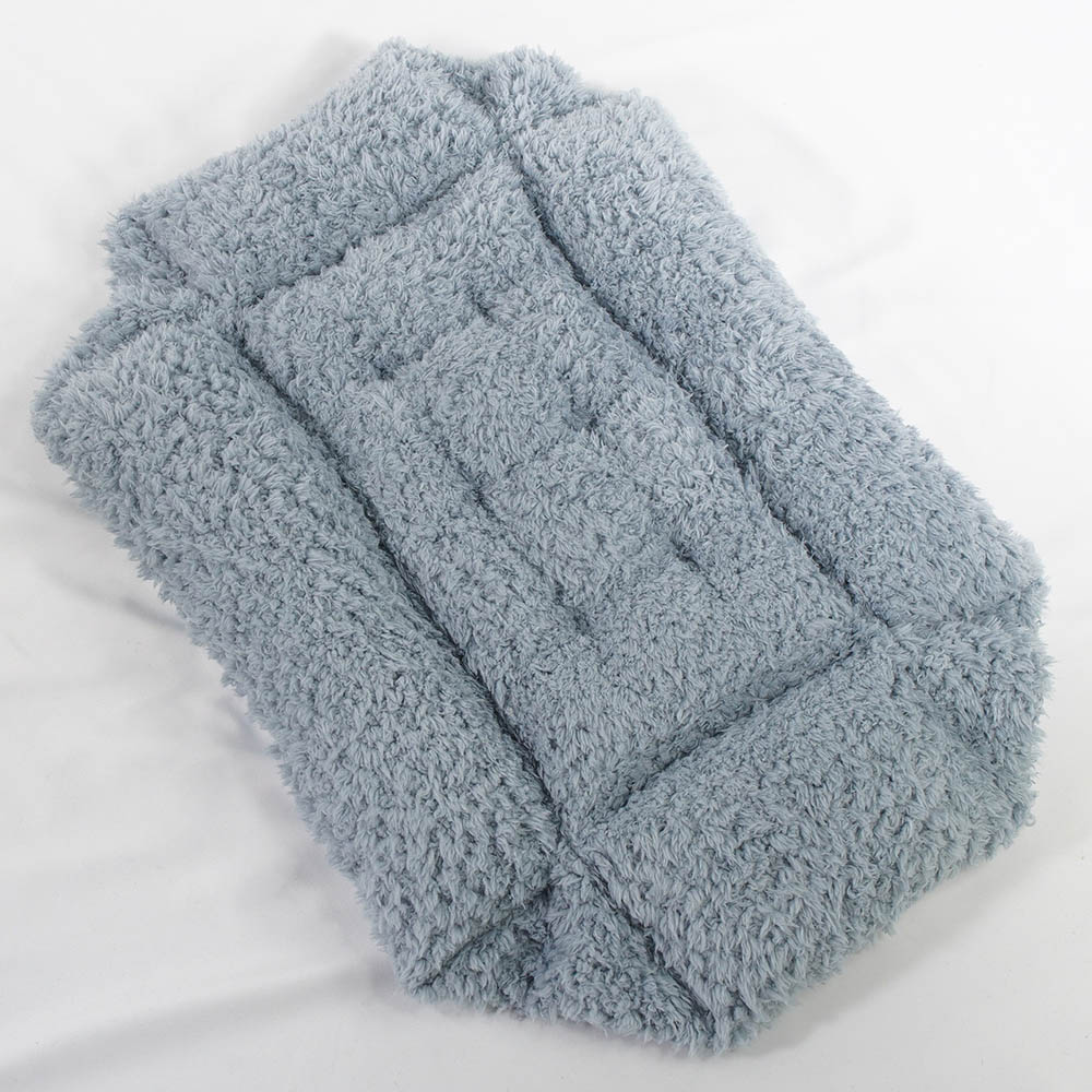 ペットが喜ぶ キャリークッションベッド/クレートクッション マカロンブルーファーサックスブルー Sサイズ