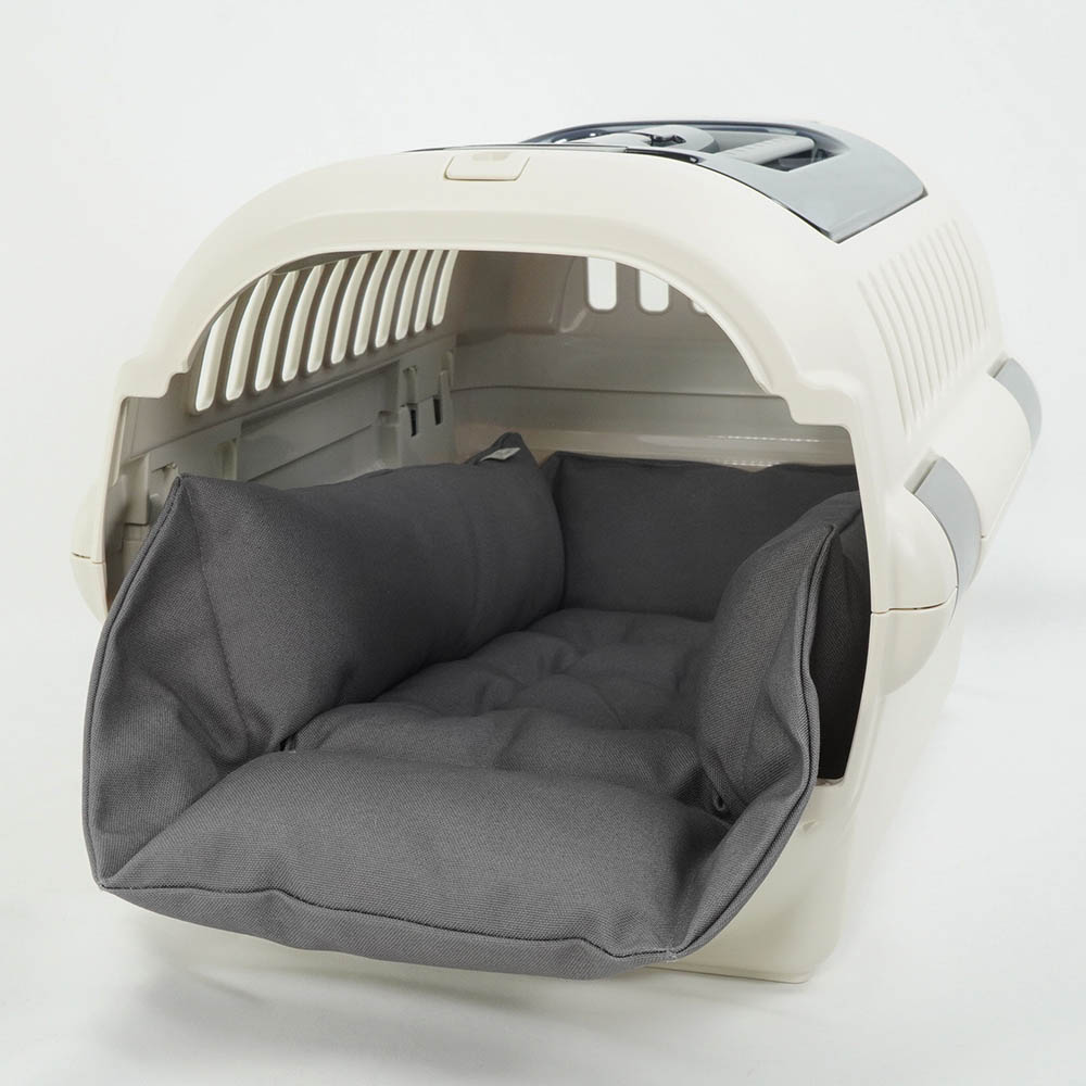 丈夫な9.5号帆布生地 キャリークッションベッド/クレートクッション チャコールグレー Sサイズ