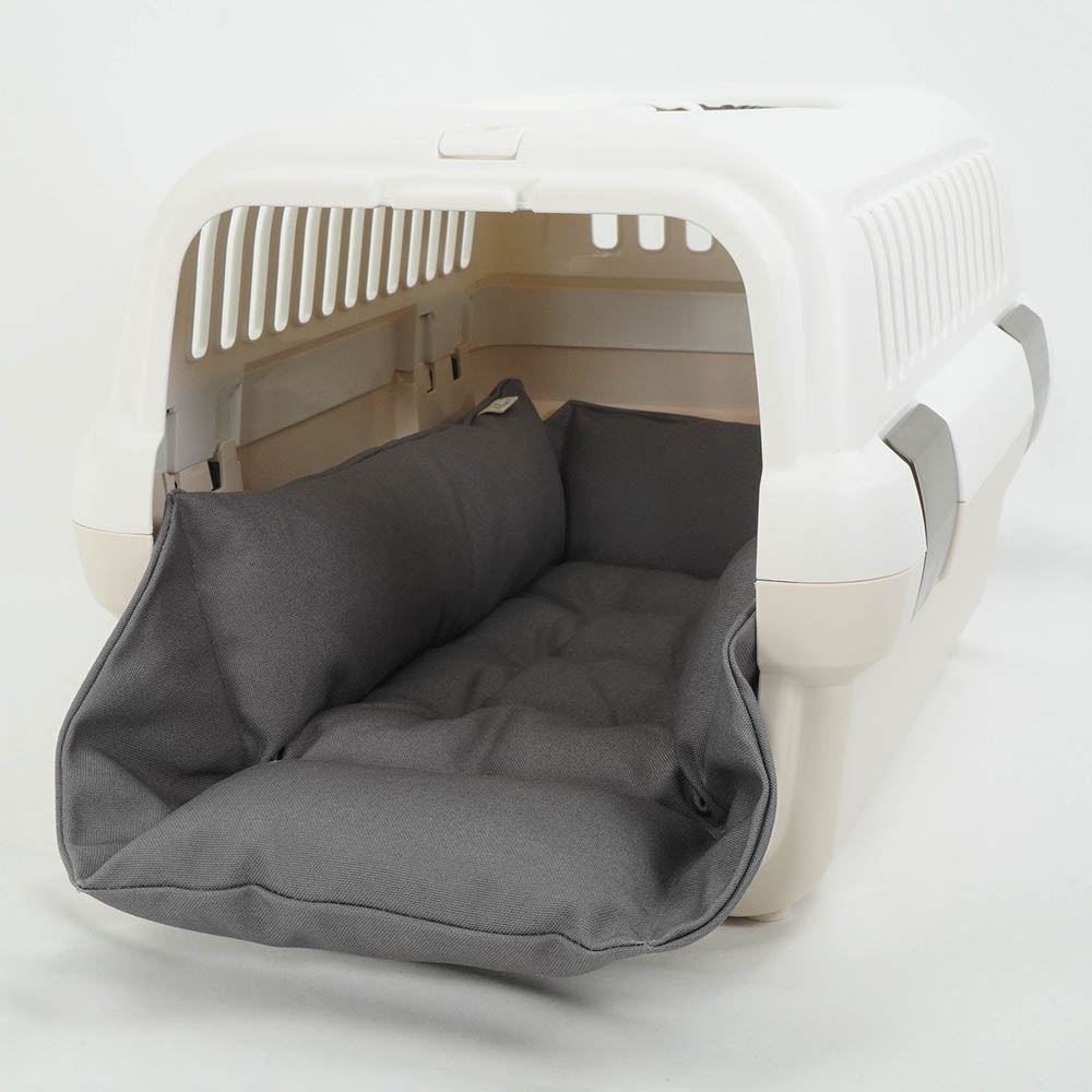 丈夫な9.5号帆布生地 キャリークッションベッド/クレートクッション チャコールグレー Sサイズ