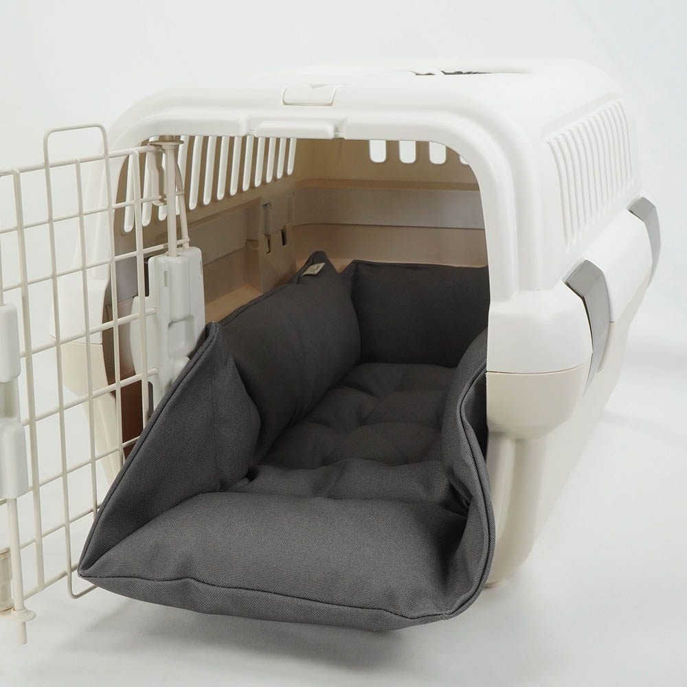 丈夫な9.5号帆布生地 キャリークッションベッド/クレートクッション チャコールグレー Sサイズ