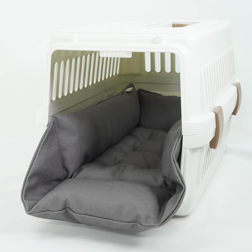 丈夫な9.5号帆布生地 キャリークッションベッド/クレートクッション チャコールグレー Sサイズ