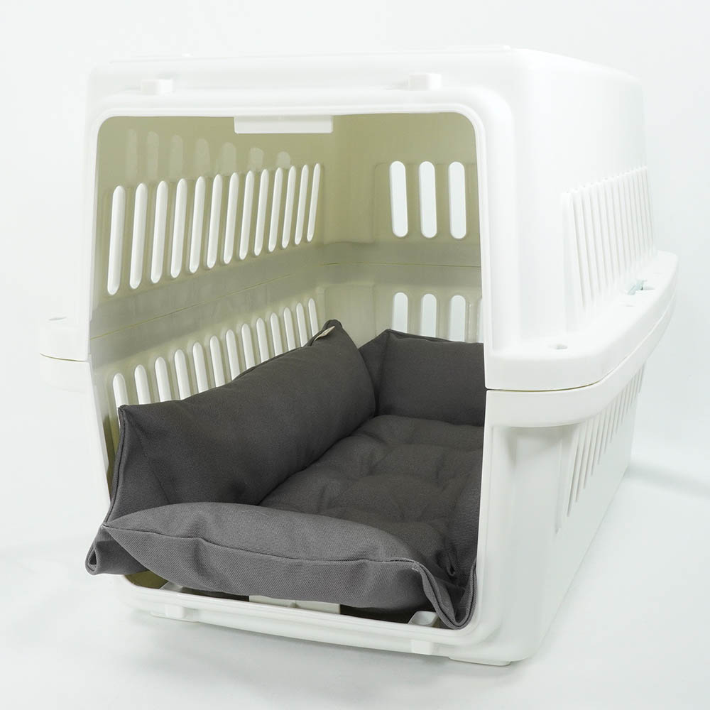 丈夫な9.5号帆布生地 キャリークッションベッド/クレートクッション チャコールグレー Sサイズ