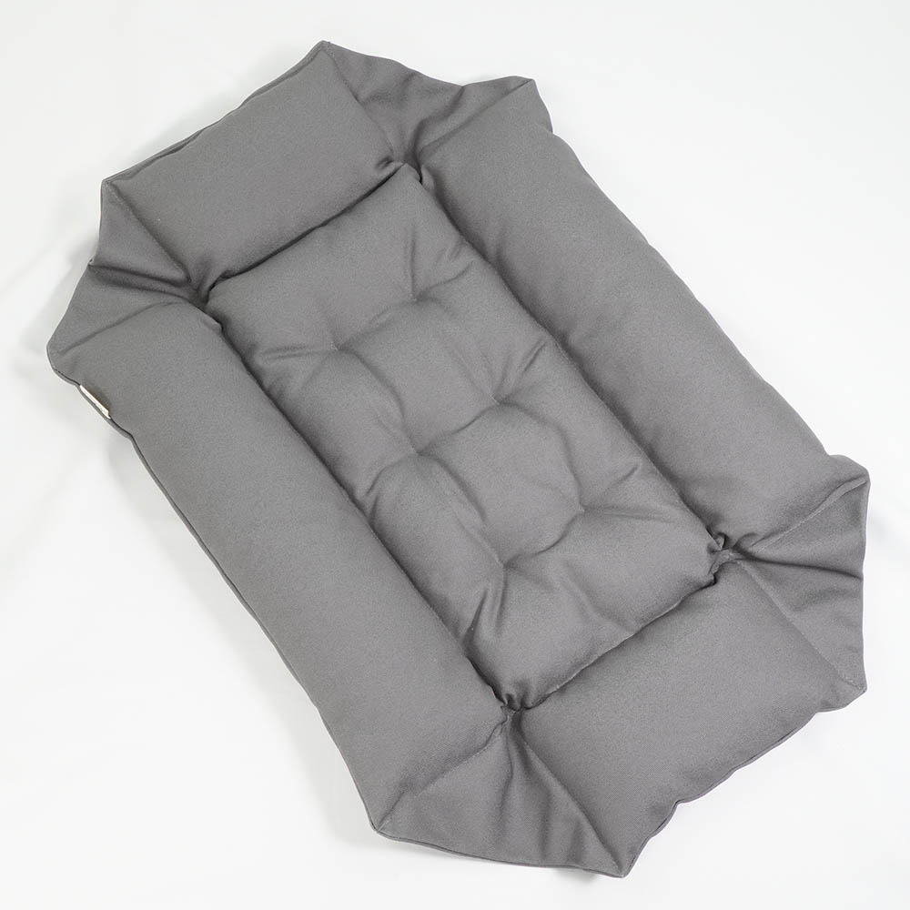 丈夫な9.5号帆布生地 キャリークッションベッド/クレートクッション チャコールグレー Sサイズ