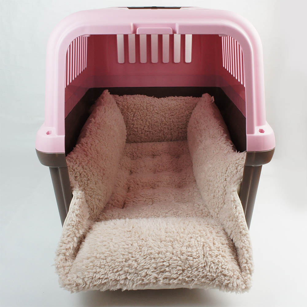 カミカミ大好きちゃん用 ８号帆布生地 キャリークッションベッド/クレートクッション 生成ファー Ｌサイズ