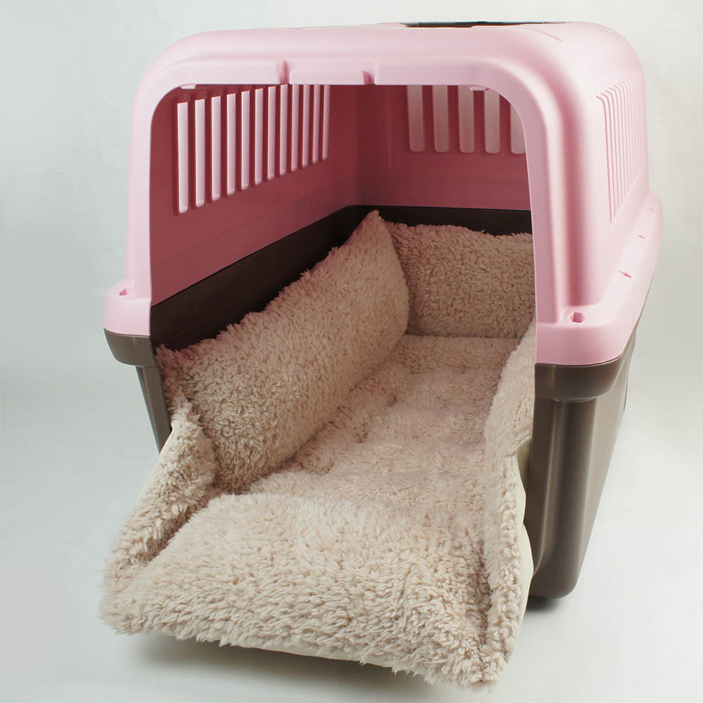 カミカミ大好きちゃん用 ８号帆布生地 キャリークッションベッド/クレートクッション 生成ファー Ｌサイズ