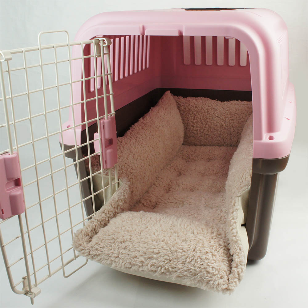 カミカミ大好きちゃん用 ８号帆布生地 キャリークッションベッド/クレートクッション 生成ファー Ｌサイズ