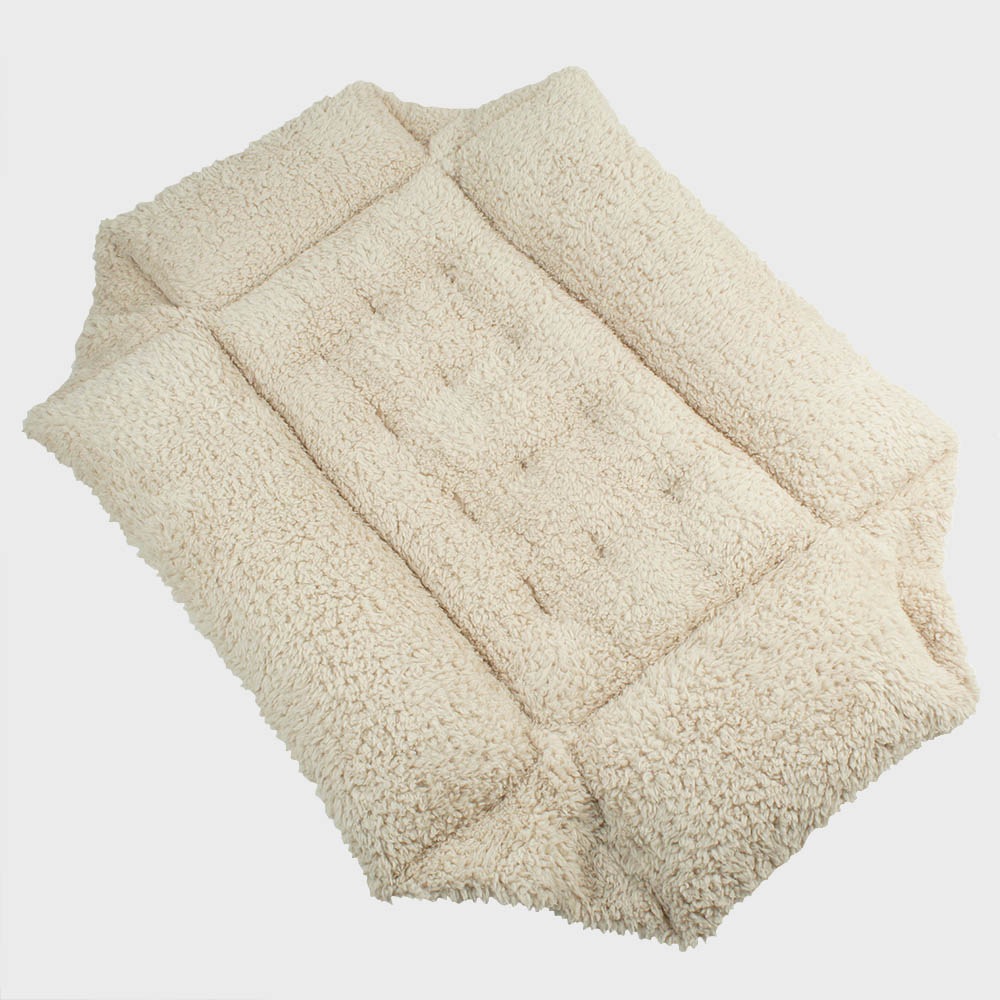 カミカミ大好きちゃん用 ８号帆布生地 キャリークッションベッド/クレートクッション 生成ファー Ｌサイズ