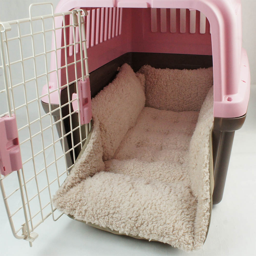 カミカミ大好きちゃん用 8号帆布生地 キャリークッションベッド/クレートクッション モカファー Lサイズ