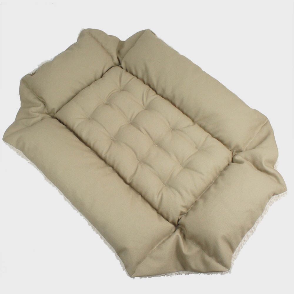 カミカミ大好きちゃん用 8号帆布生地 キャリークッションベッド/クレートクッション モカファー Lサイズ