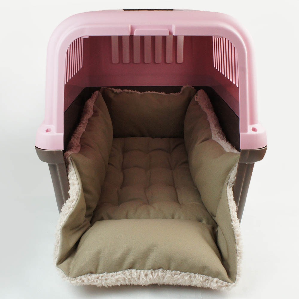 カミカミ大好きちゃん用 8号帆布生地 キャリークッションベッド/クレートクッション モカファー Lサイズ