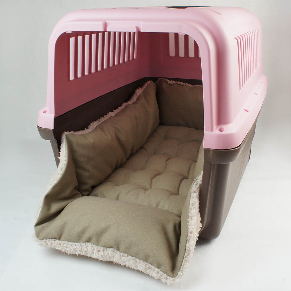 カミカミ大好きちゃん用 8号帆布生地 キャリークッションベッド/クレートクッション モカファー Lサイズ