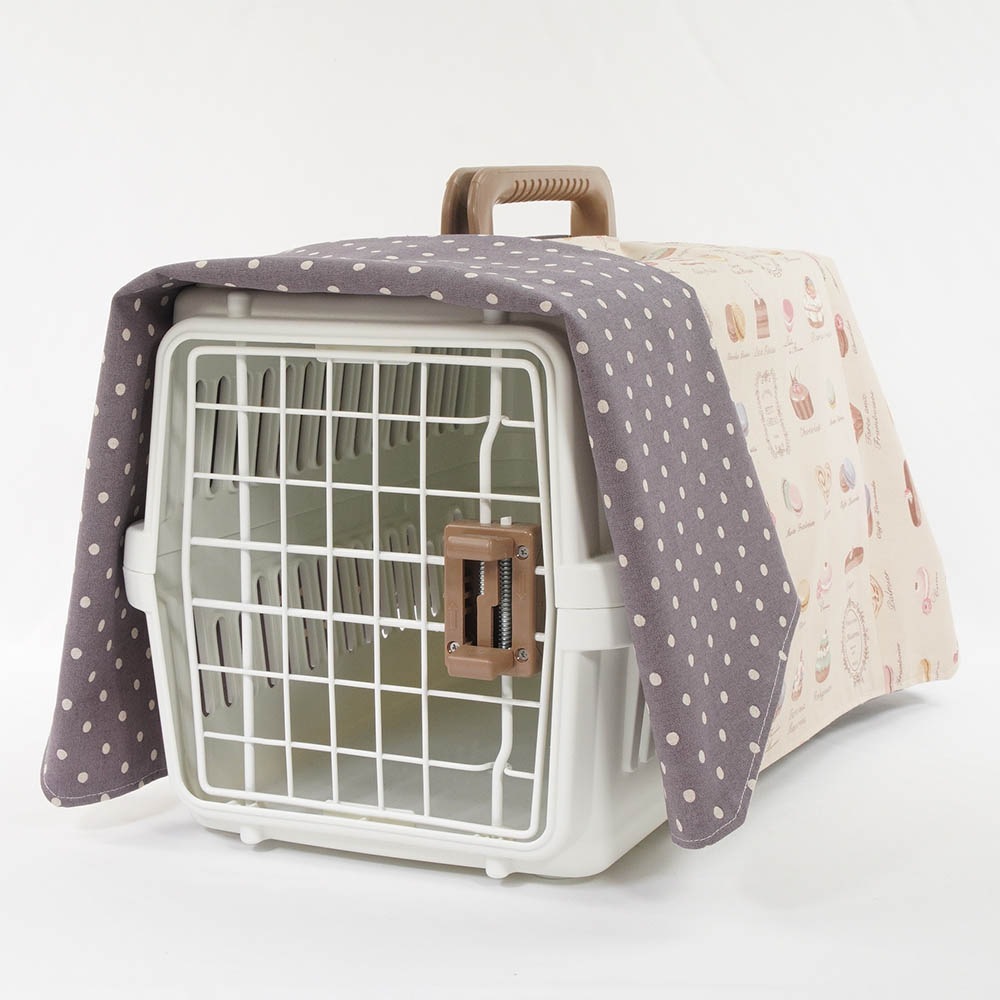 Helen's クレートカバー マカロンベージュドットラベンダー Sサイズ トグルボタン無し