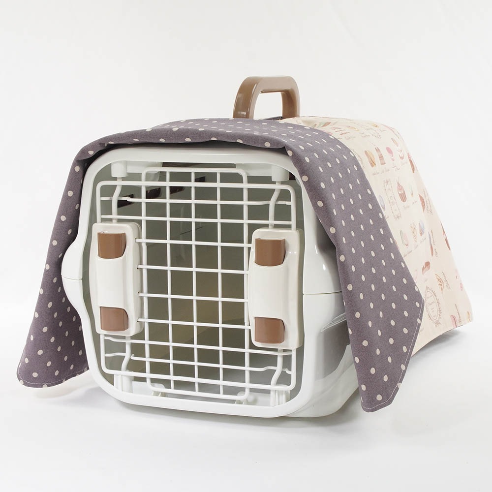 Helen's クレートカバー マカロンベージュドットラベンダー Sサイズ トグルボタン無し