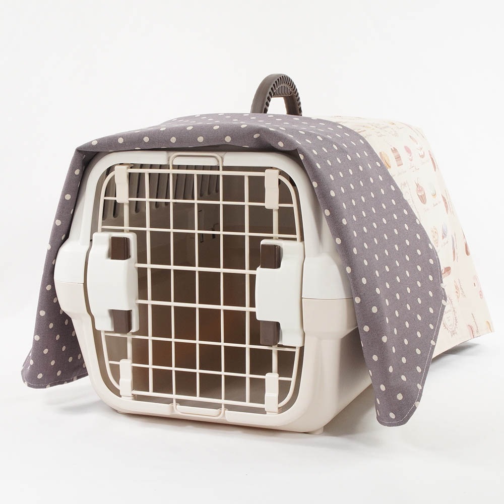 Helen's クレートカバー マカロンベージュドットラベンダー Sサイズ トグルボタン無し