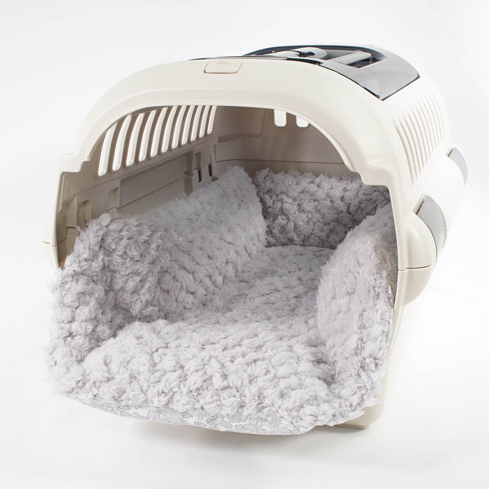 ペットが喜ぶ キャリークッションベッド リバティプリント Betsy グレーファー Sサイズ