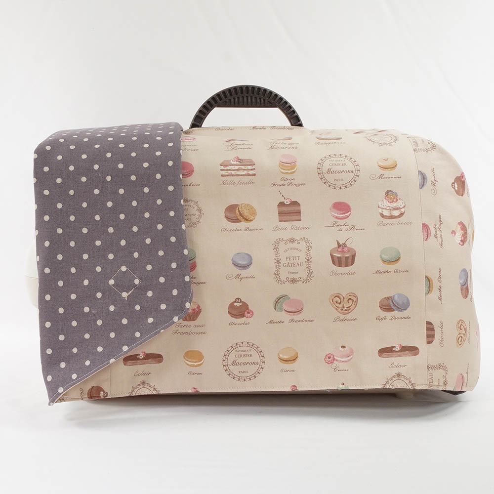 Helen's クレートカバー マカロンベージュドットラベンダー Sサイズ トグルボタン付き