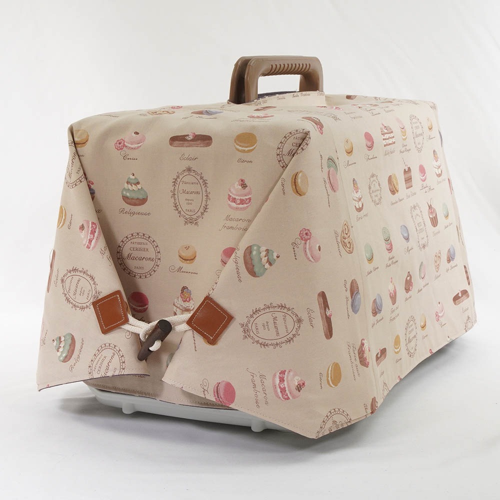 Helen's クレートカバー マカロンベージュドットラベンダー Sサイズ トグルボタン付き