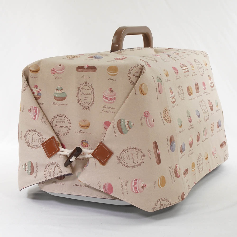 Helen's クレートカバー マカロンベージュドットラベンダー Sサイズ トグルボタン付き