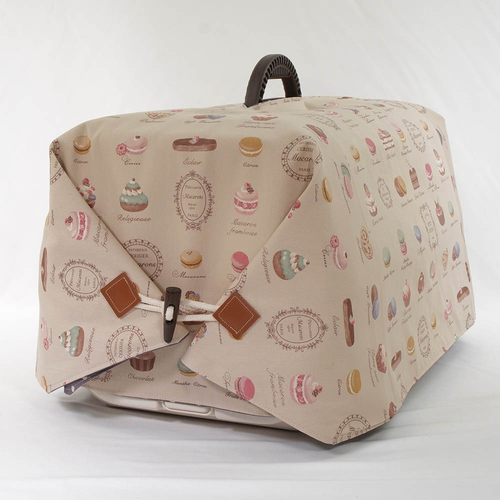 Helen's クレートカバー マカロンベージュドットラベンダー Sサイズ トグルボタン付き