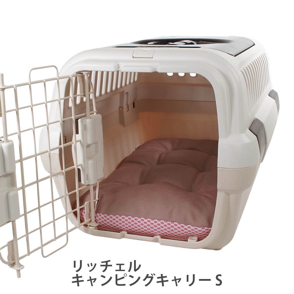Helen's 縁無し 丈夫な夏用クレートクッション iCOLD 接触冷感 9.5号帆布生地 くすんだピンク Sサイズ