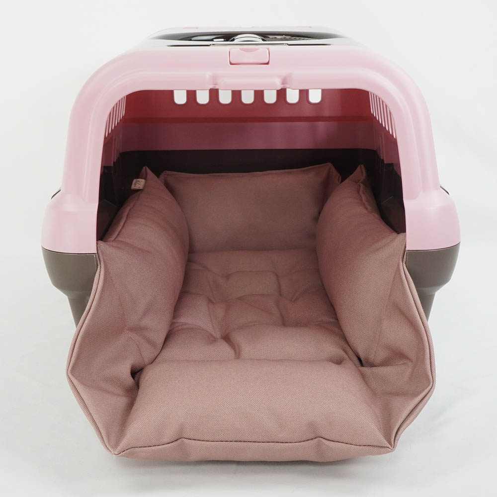 丈夫な9.5号帆布生地 キャリークッションベッド/クレートクッション くすんだピンク Sサイズ