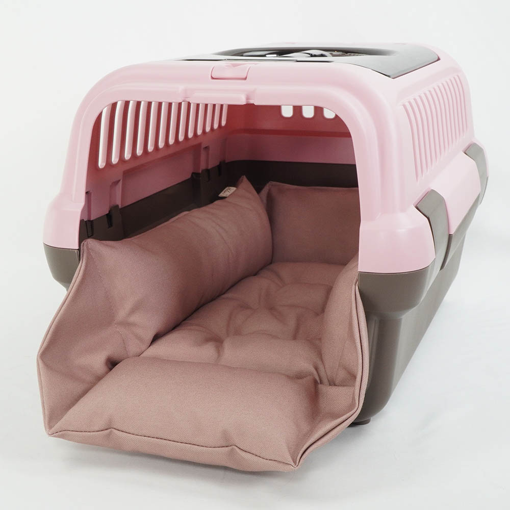 丈夫な9.5号帆布生地 キャリークッションベッド/クレートクッション くすんだピンク Sサイズ