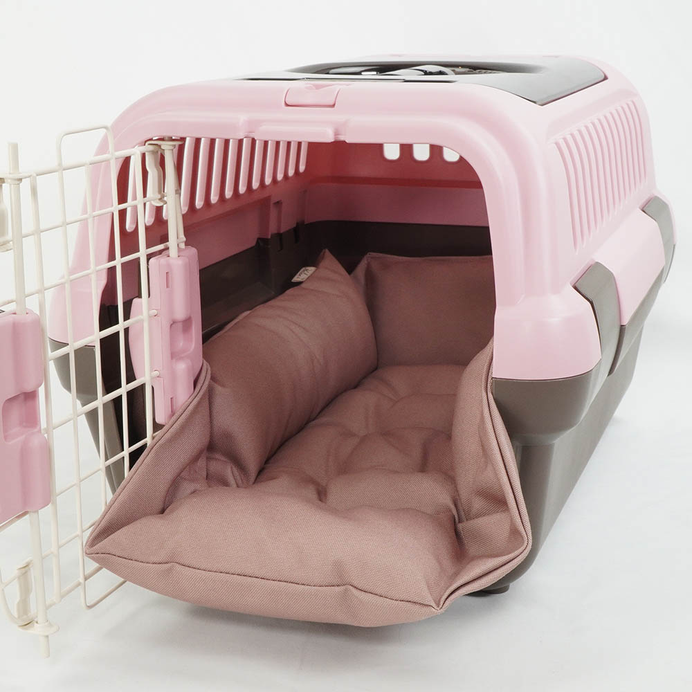 丈夫な9.5号帆布生地 キャリークッションベッド/クレートクッション くすんだピンク Sサイズ