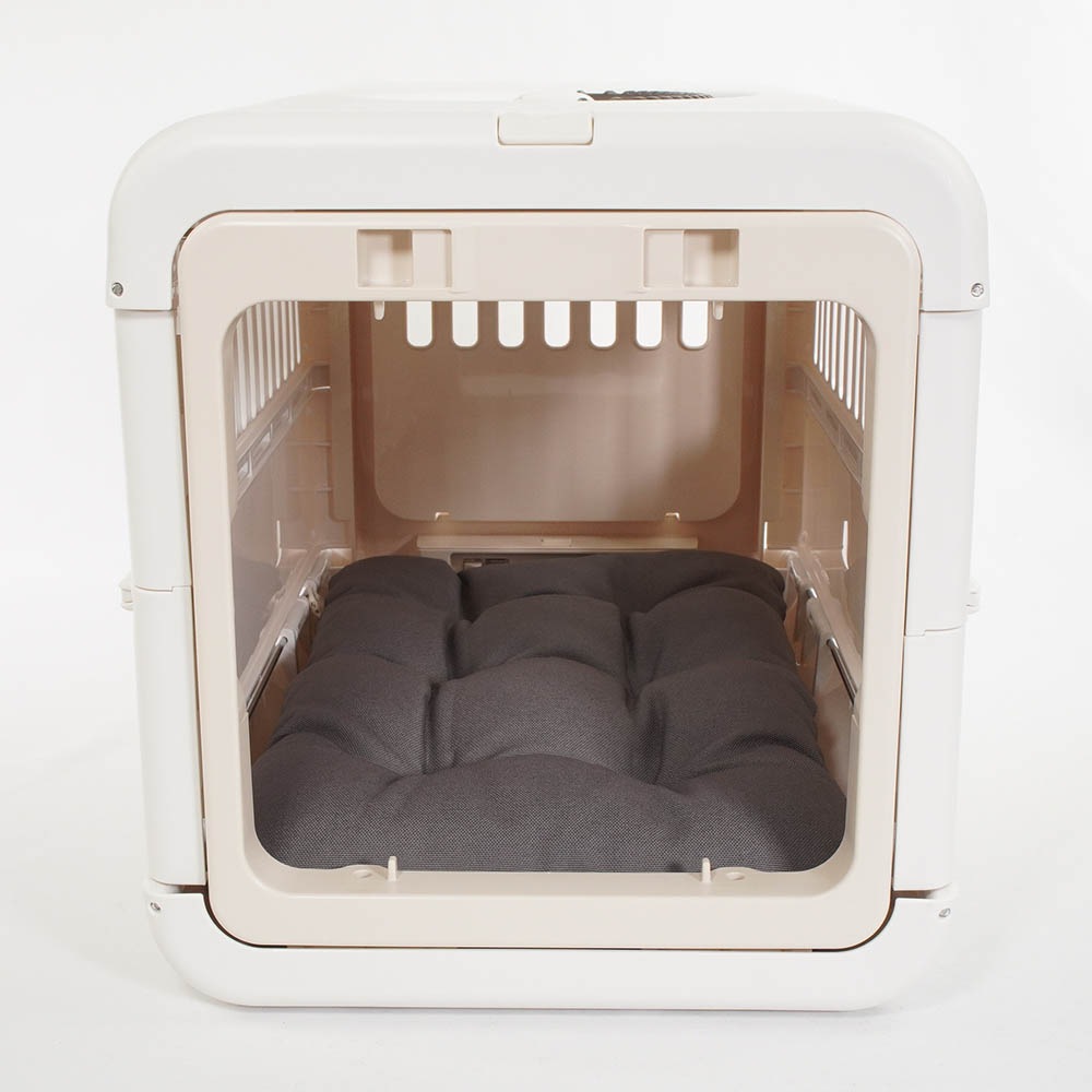 縁無しクッションベッド/クレートクッション 丈夫な9.5号帆布生地 チャコールグレー Sサイズ