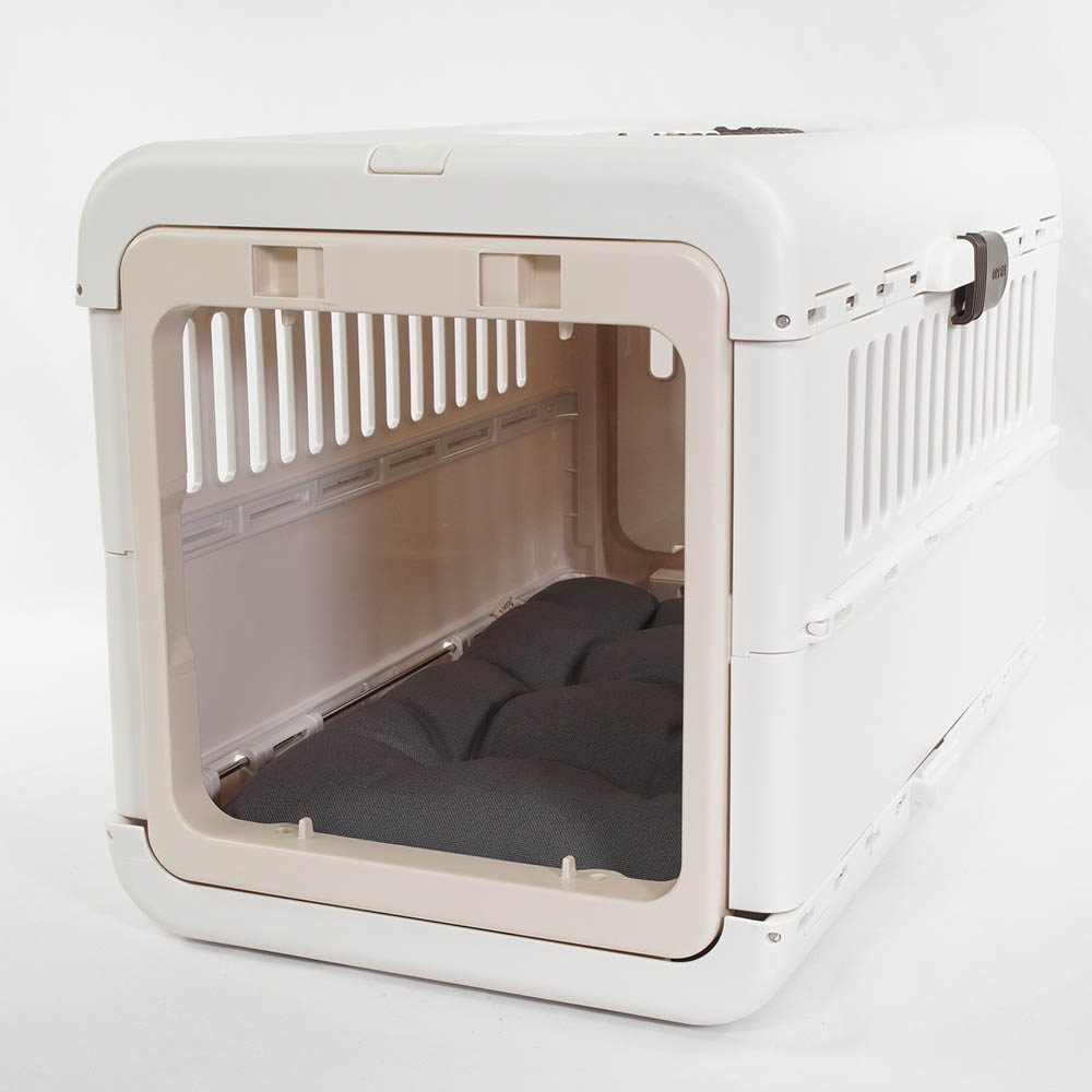 縁無しクッションベッド/クレートクッション 丈夫な9.5号帆布生地 チャコールグレー Sサイズ