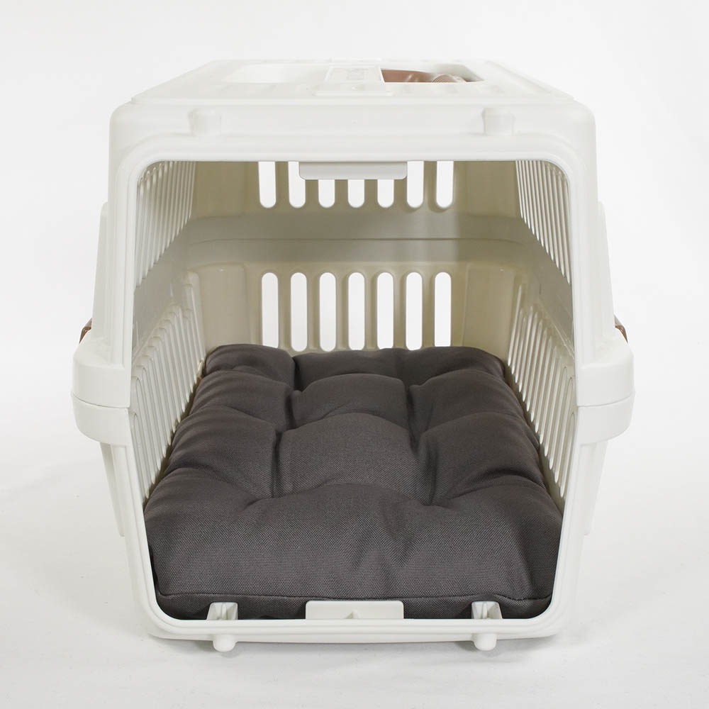 縁無しクッションベッド/クレートクッション 丈夫な9.5号帆布生地 チャコールグレー Sサイズ