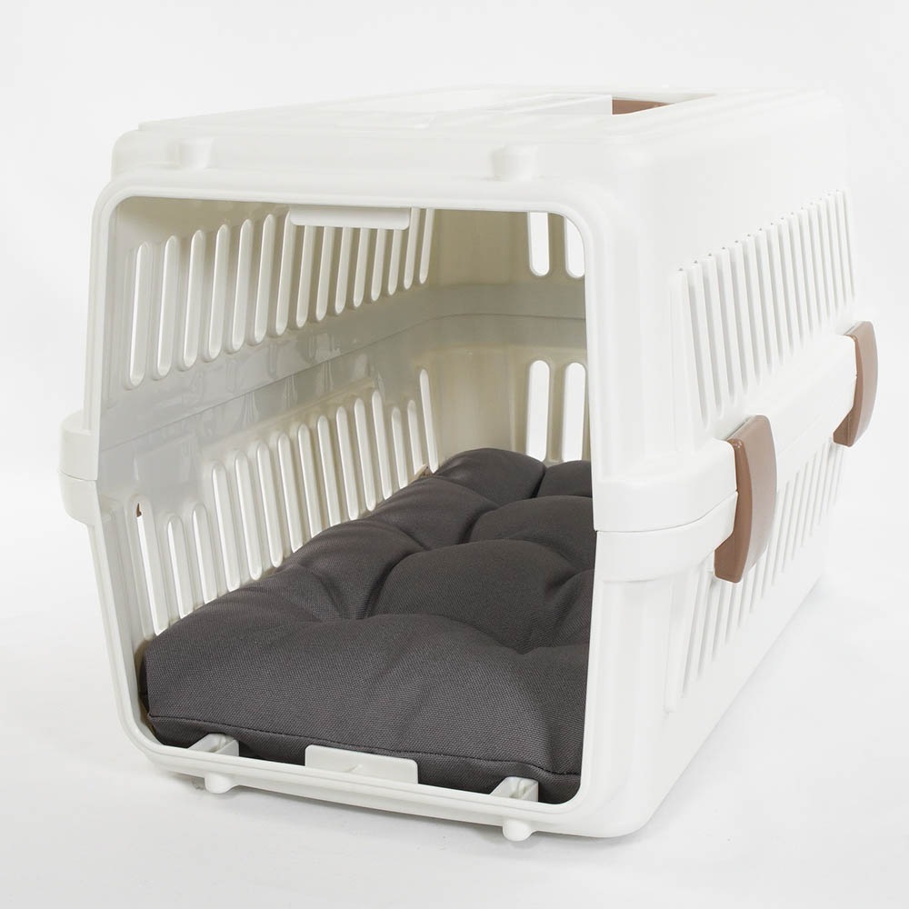 縁無しクッションベッド/クレートクッション 丈夫な9.5号帆布生地 チャコールグレー Sサイズ