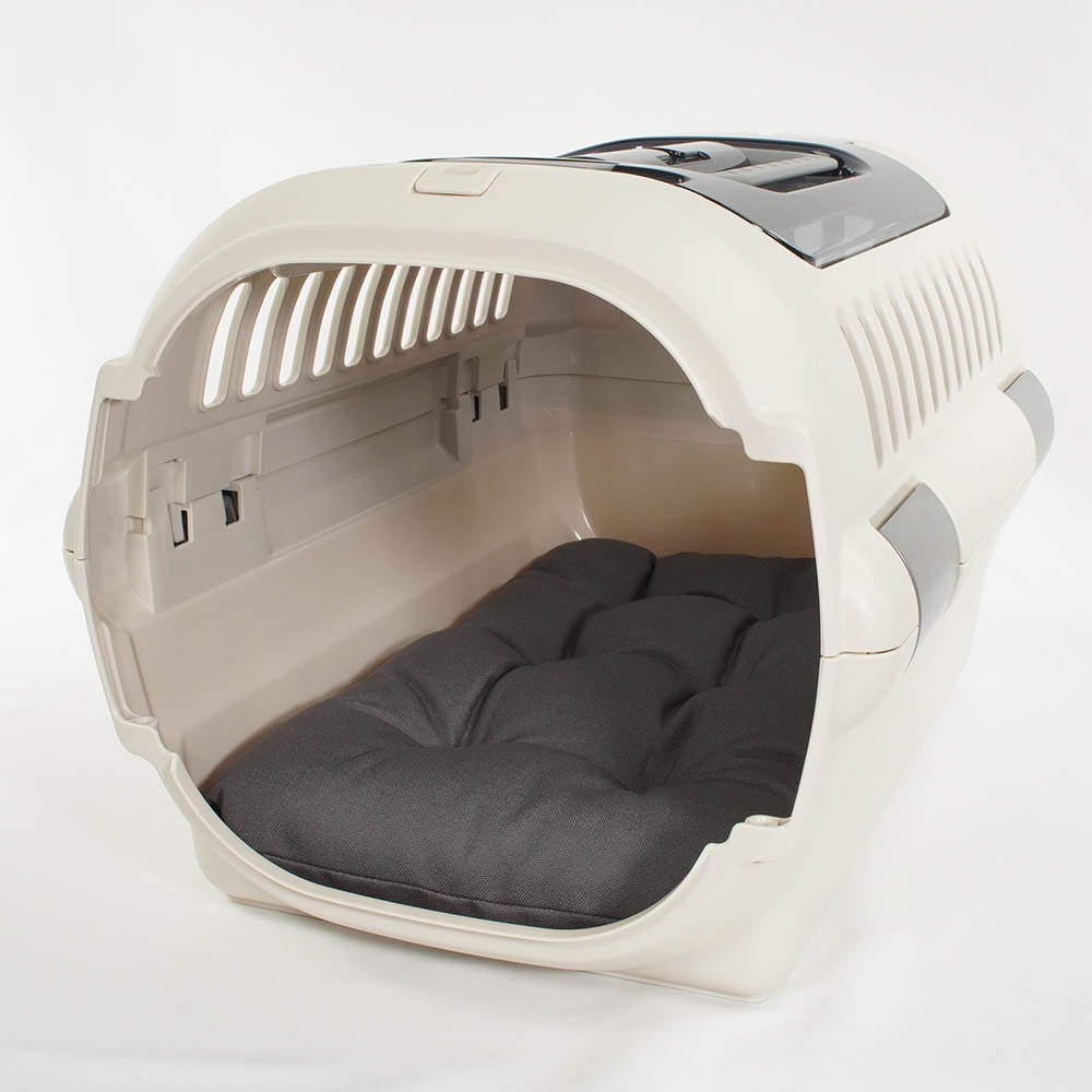 縁無しクッションベッド/クレートクッション 丈夫な9.5号帆布生地 チャコールグレー Sサイズ