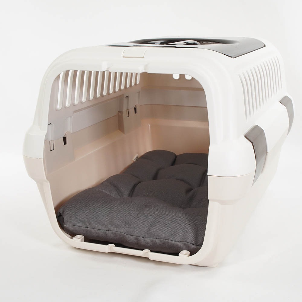 縁無しクッションベッド/クレートクッション 丈夫な9.5号帆布生地 チャコールグレー Sサイズ