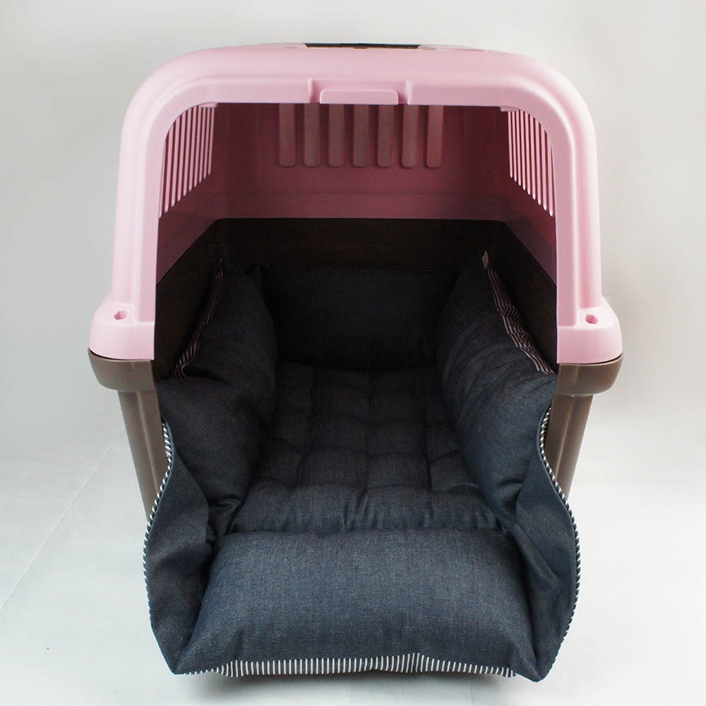 ペットが喜ぶ キャリークッションベッド/クレートクッション 10オンスヒッコリーデニムネイビー Ｌサイズ