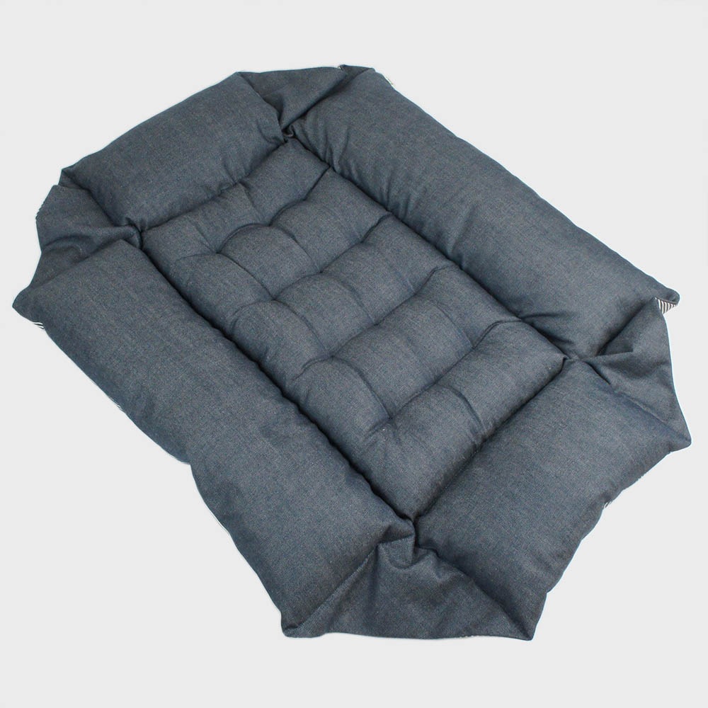 ペットが喜ぶ キャリークッションベッド/クレートクッション 10オンスヒッコリーデニムネイビー Ｌサイズ