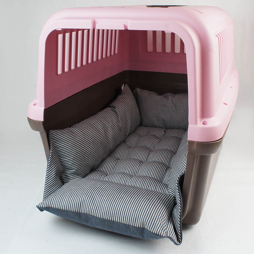 ペットが喜ぶ キャリークッションベッド/クレートクッション 10オンスヒッコリーデニムネイビー Ｌサイズ