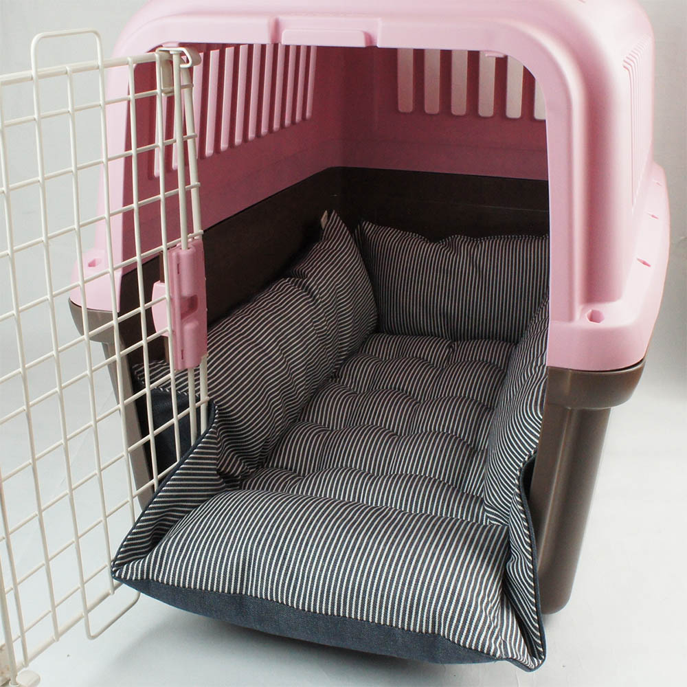 ペットが喜ぶ キャリークッションベッド/クレートクッション 10オンスヒッコリーデニムネイビー Ｌサイズ