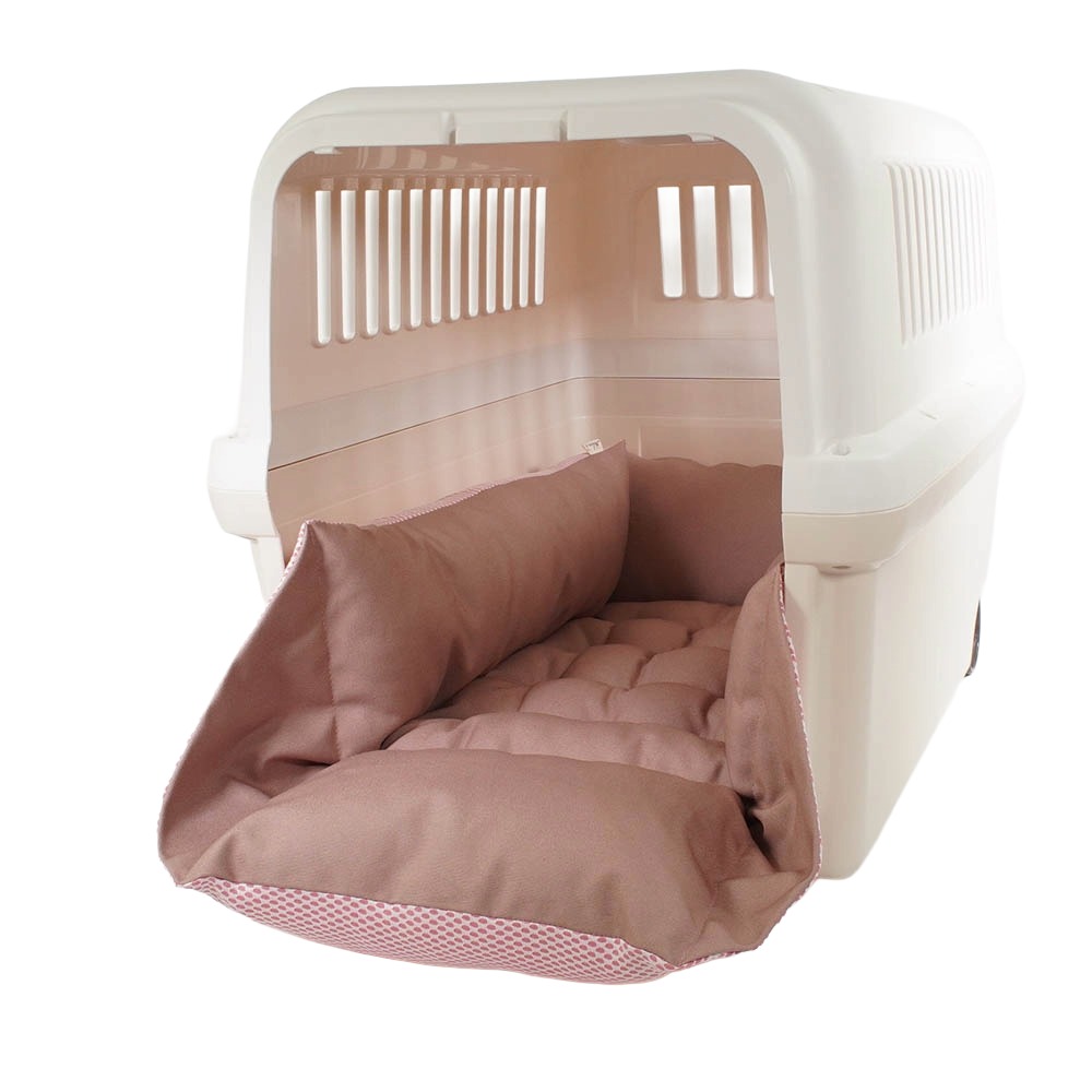 Helen's 丈夫な夏用ペットが喜ぶ キャリークッションベッド iCOLD 接触冷感 9.5号帆布 くすんだピンク Lサイズ