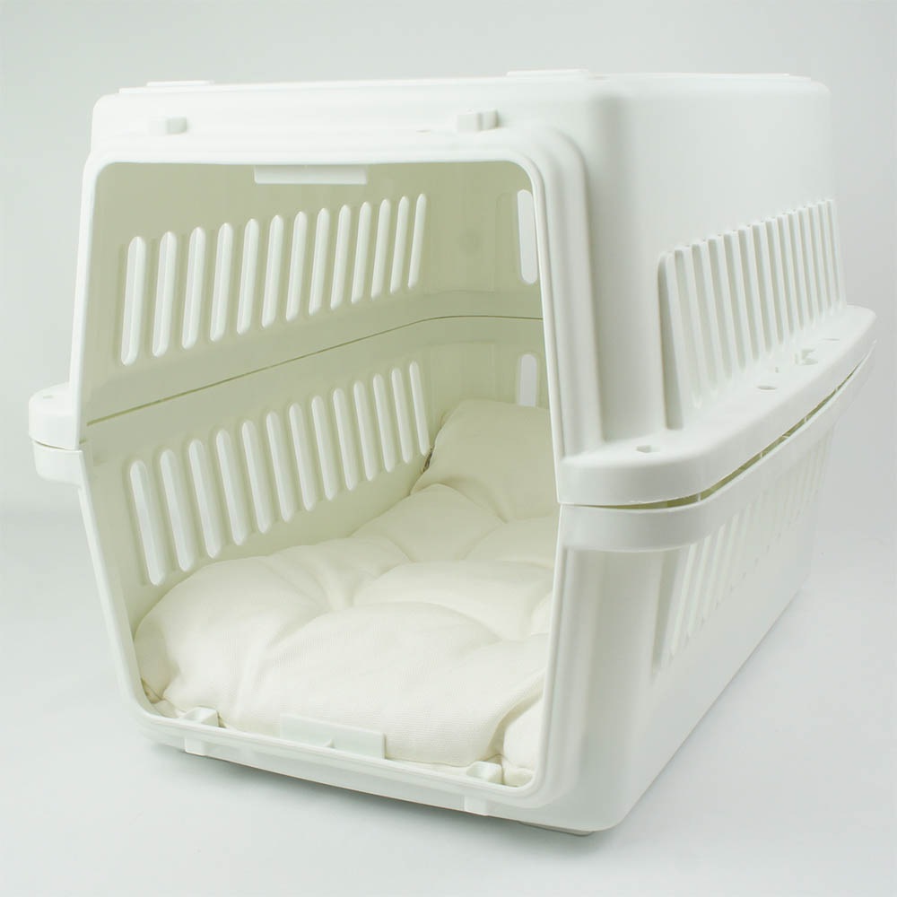 縁無しクッションベッド/クレートクッション カミカミ大好きちゃん用 8号帆布生地 オフホワイト Mサイズ