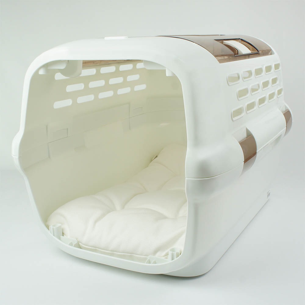 縁無しクッションベッド/クレートクッション カミカミ大好きちゃん用 8号帆布生地 オフホワイト Mサイズ