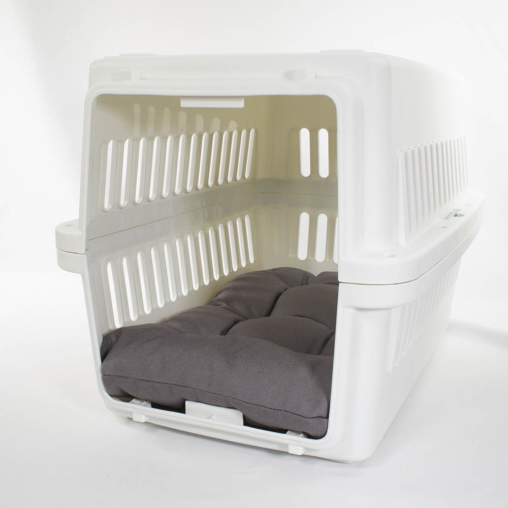 縁無しクッションベッド/クレートクッション 丈夫な9.5号帆布生地 チャコールグレー Mサイズ