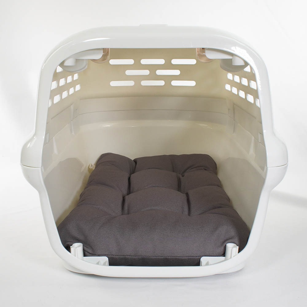 縁無しクッションベッド/クレートクッション 丈夫な9.5号帆布生地 チャコールグレー Mサイズ