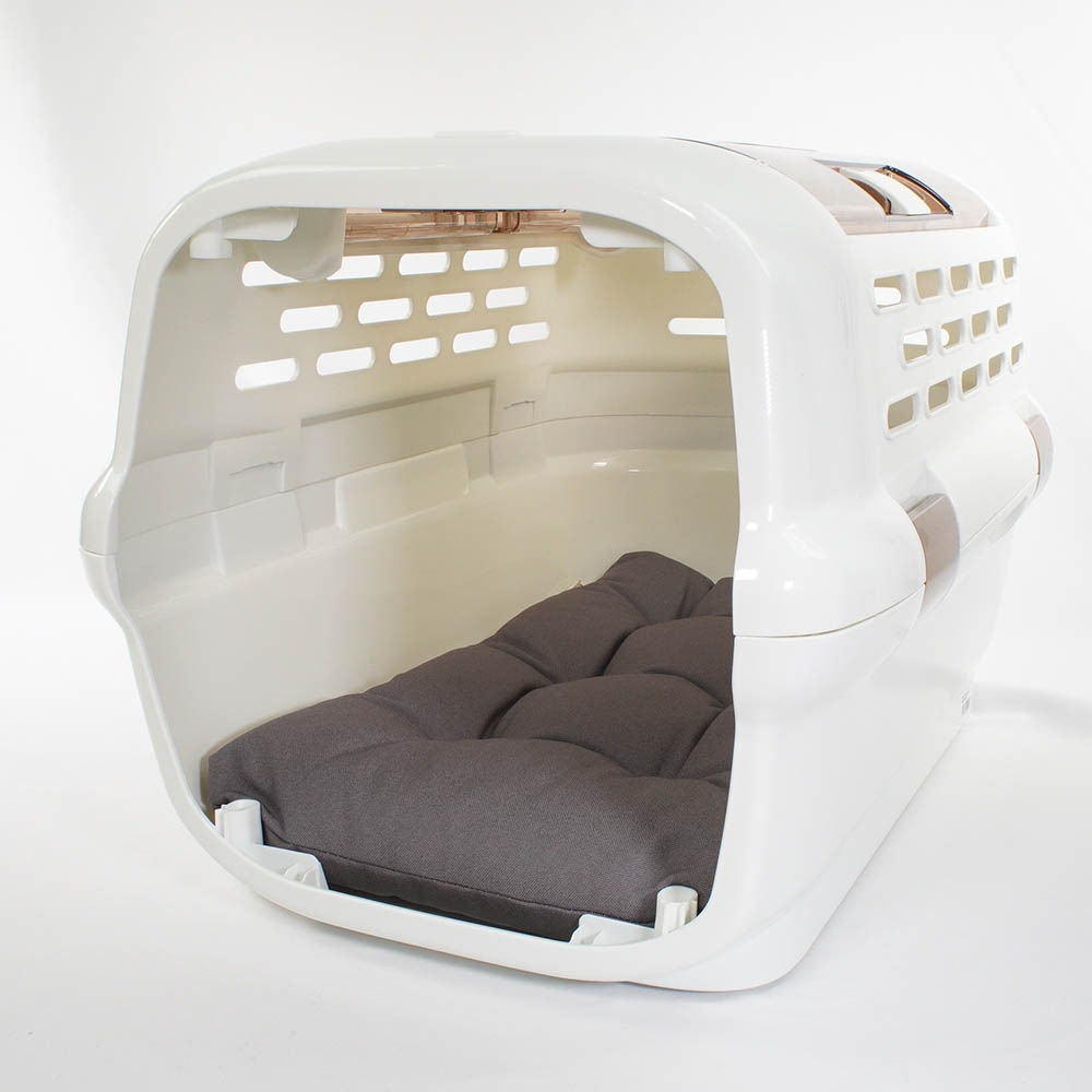 縁無しクッションベッド/クレートクッション 丈夫な9.5号帆布生地 チャコールグレー Mサイズ