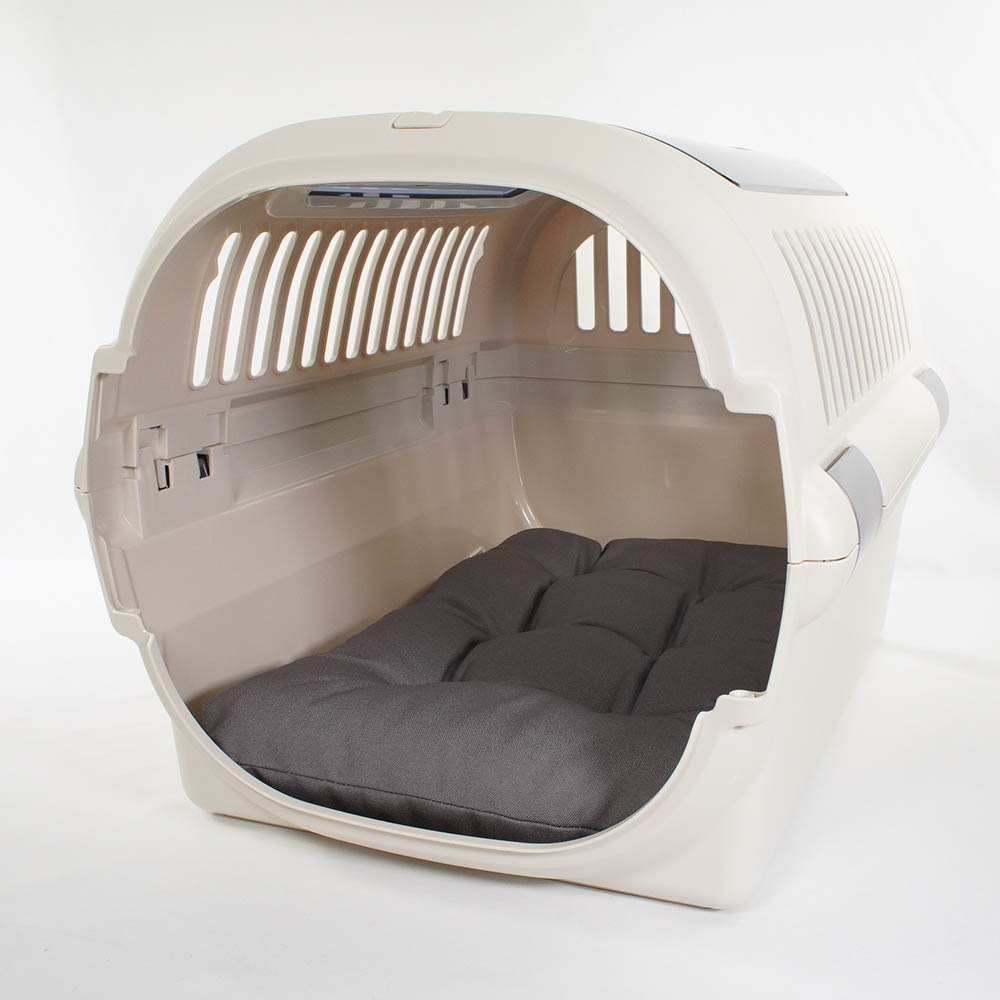 縁無しクッションベッド/クレートクッション 丈夫な9.5号帆布生地 チャコールグレー Mサイズ