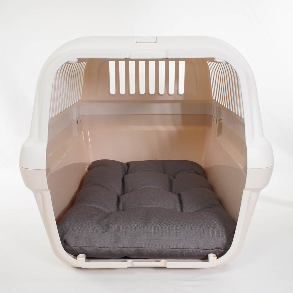 縁無しクッションベッド/クレートクッション 丈夫な9.5号帆布生地 チャコールグレー Mサイズ