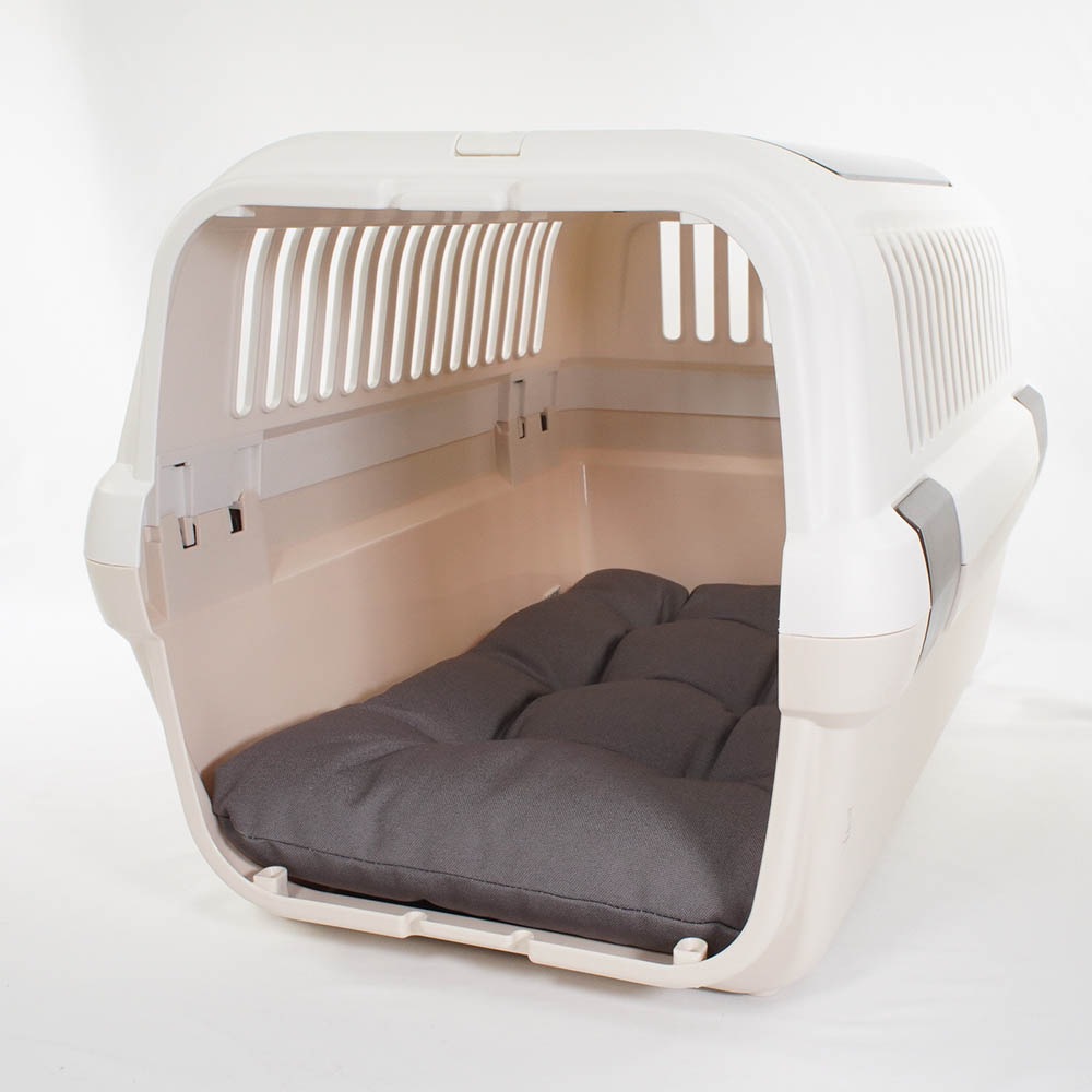 縁無しクッションベッド/クレートクッション 丈夫な9.5号帆布生地 チャコールグレー Mサイズ