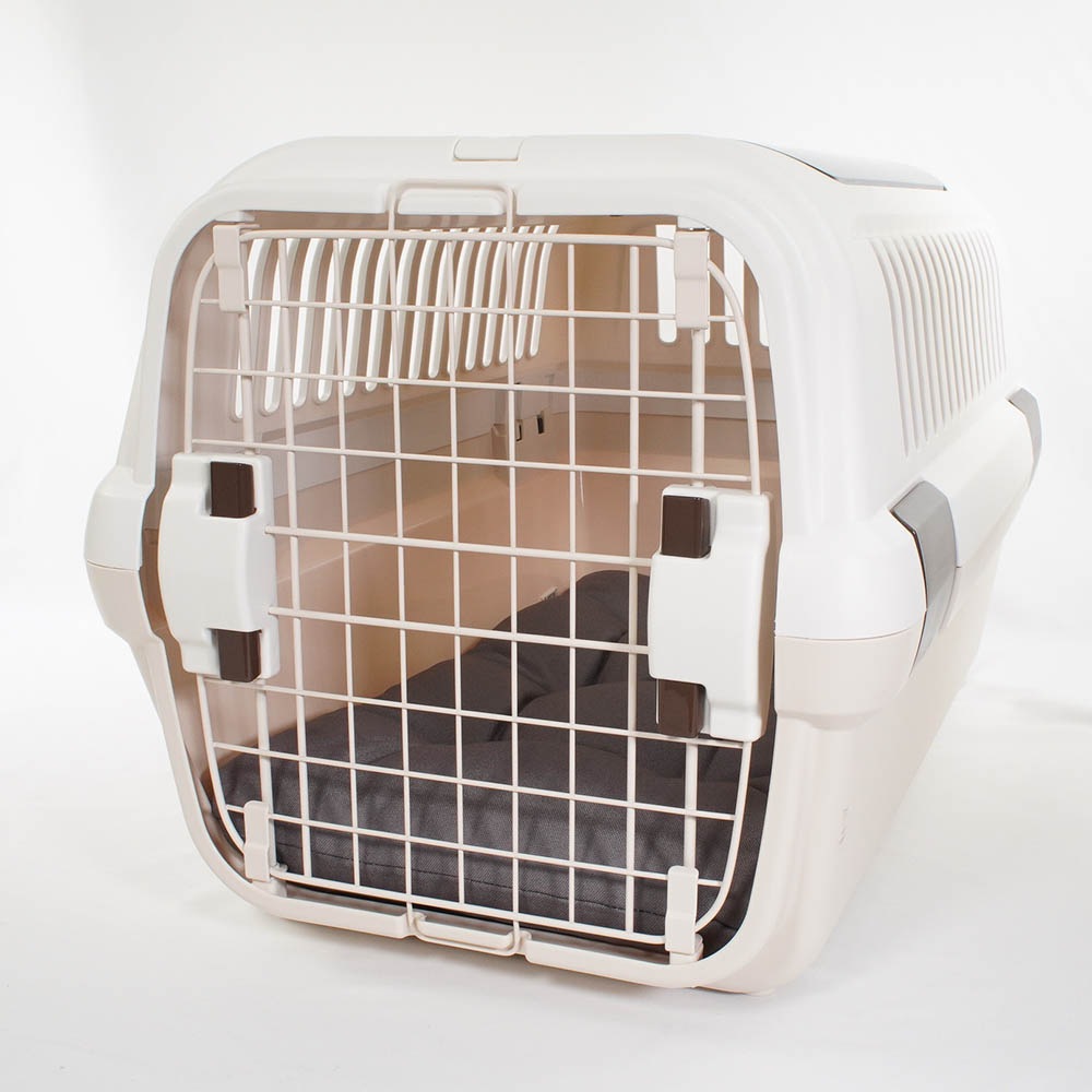 縁無しクッションベッド/クレートクッション 丈夫な9.5号帆布生地 チャコールグレー Mサイズ