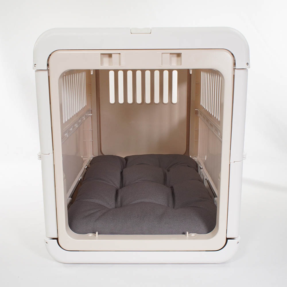 縁無しクッションベッド/クレートクッション 丈夫な9.5号帆布生地 チャコールグレー Mサイズ