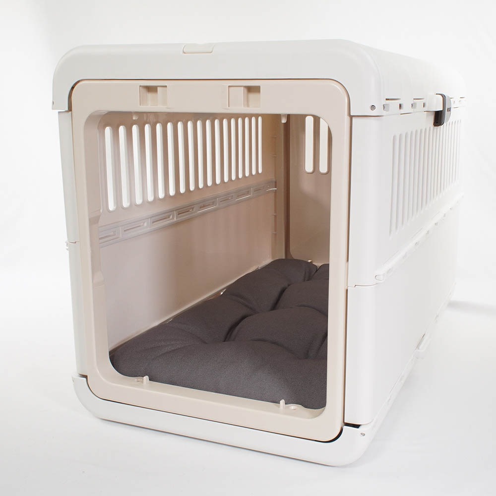 縁無しクッションベッド/クレートクッション 丈夫な9.5号帆布生地 チャコールグレー Mサイズ